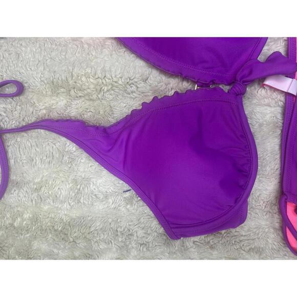 Victoria's Secret purple Capri ruffle halter string bikini set Size 32D/Medium - Picture 2 of 9